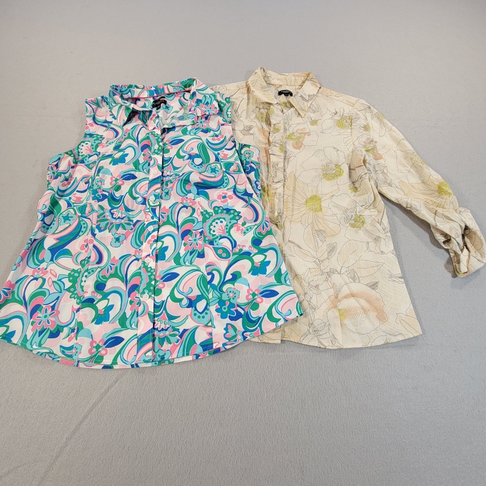 Talbots Petites Floral Shirt‎ Bundle Sleeveless & Button Up Blouse Women's 10P